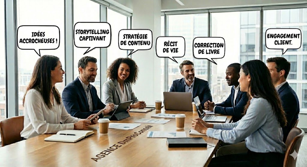 Photo réaliste ultra-détaillée d'un groupe mixte d'hommes et femmes (4 hommes, 3 femmes, âges 30-45 ans, divers ethnies) en réunion dans un bureau moderne, lumière naturelle douce par les fenêtres, tenues business casual, haute résolution 8K, style photographie professionnelle.